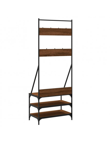 Appendiabiti con Porta Scarpe Rovere Marrone 70x40x184 cm