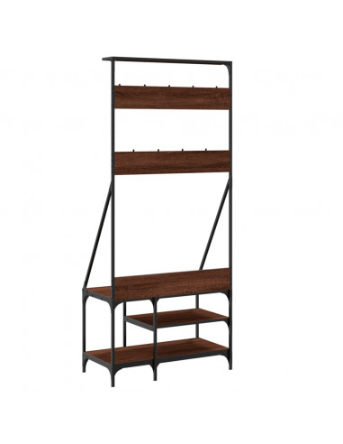 Appendiabiti con Porta Scarpe Rovere Marrone 80x40x184 cm