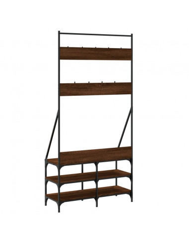 Appendiabiti con Porta Scarpe Rovere Marrone 90x34x184 cm
