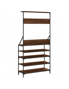 Appendiabiti con Porta Scarpe Rovere Marrone 90x34x184 cm