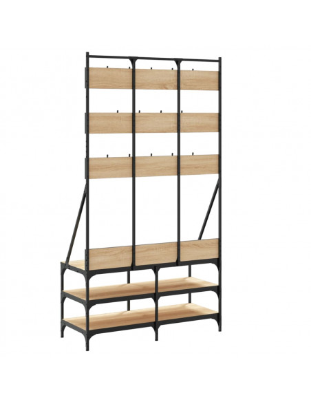 Appendiabiti con Porta Scarpe Rovere Sonoma 100x40x184 cm