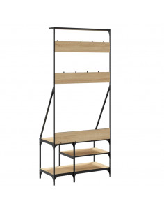 Appendiabiti con Porta Scarpe Rovere Sonoma 80x40x184 cm