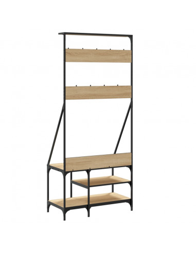 Appendiabiti con Porta Scarpe Rovere Sonoma 80x40x184 cm