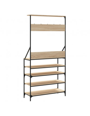 Appendiabiti con Porta Scarpe Rovere Sonoma 90x34x184 cm