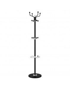 Appendiabiti con Portaombrelli Nero 180 cm Ferro Verniciato