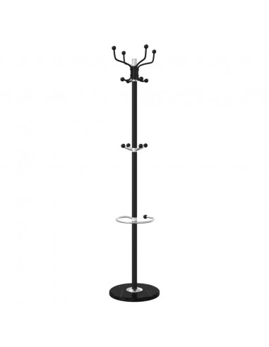 Appendiabiti con Portaombrelli Nero 180 cm Ferro Verniciato