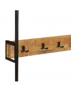 Appendiabiti con Ruote 90x35x190cm Legno Massello Mango e Ferro
