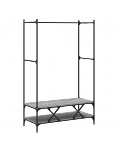 Appendiabiti con Scaffali Grigio Sonoma in Legno Multistrato