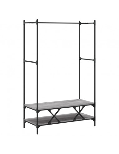Appendiabiti con Scaffali Grigio Sonoma in Legno Multistrato