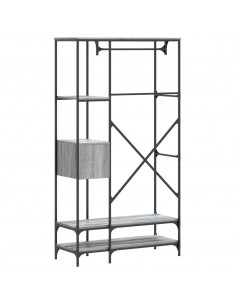 Appendiabiti con Scaffali Grigio Sonoma in Legno Multistrato