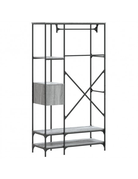 Appendiabiti con Scaffali Grigio Sonoma in Legno Multistrato