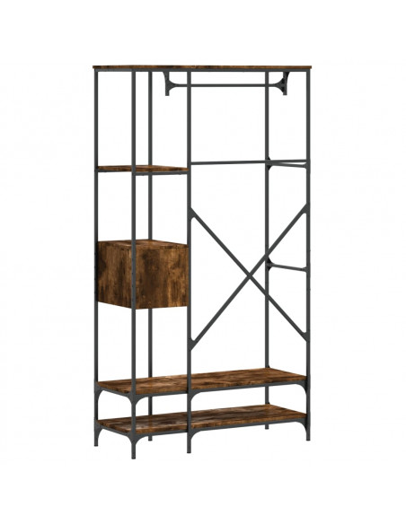 Appendiabiti con Scaffali Rovere Fumo in Legno Multistrato