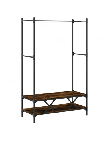 Appendiabiti con Scaffali Rovere Fumo in Legno Multistrato