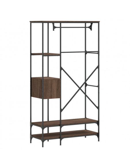Appendiabiti con Scaffali Rovere Marrone in Legno Multistrato