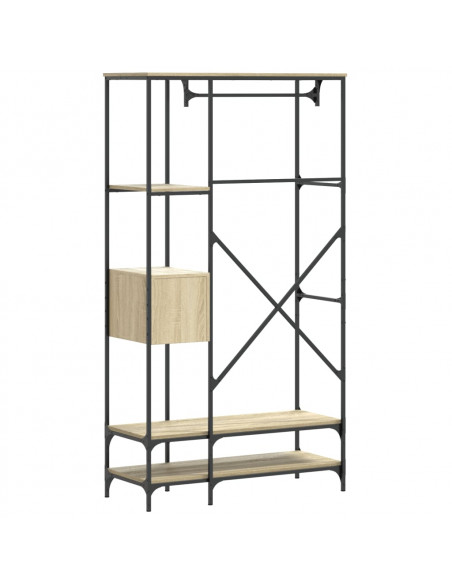 Appendiabiti con Scaffali Rovere Sonoma in Legno Multistrato