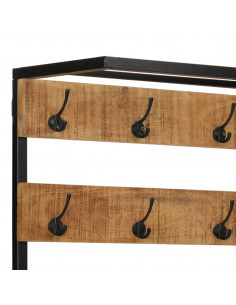 Appendiabiti con Scarpiera 68x30x182 cm Massello Mango Grezzo