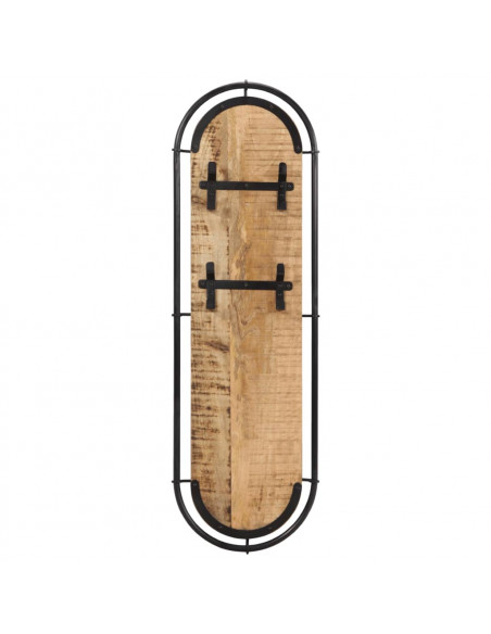 Appendiabiti da Parete con 4 Ganci 2pz Legno Massello di Mango