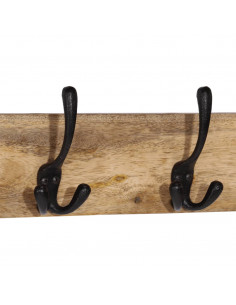 Appendiabiti da Parete con 4 Ganci in Legno Massello di Mango