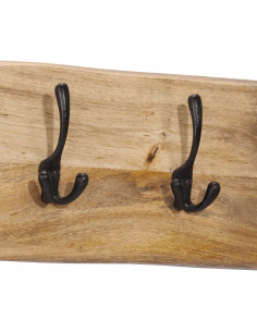 Appendiabiti da Parete con 4 Ganci in Legno Massello di Mango