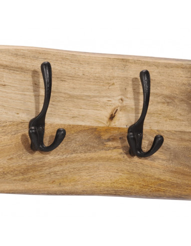 Appendiabiti da Parete con 4 Ganci in Legno Massello di Mango