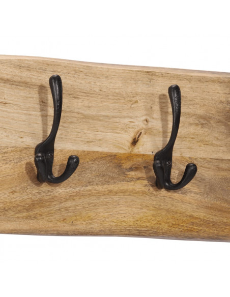 Appendiabiti da Parete con 4 Ganci in Legno Massello di Mango