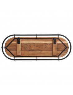 Appendiabiti da Parete con 5 Ganci in Legno Massello di Acacia