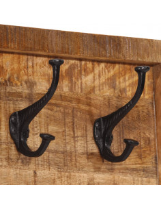 Appendiabiti da Parete con 5 Ganci in Legno Massello di Mango