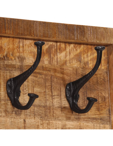 Appendiabiti da Parete con 5 Ganci in Legno Massello di Mango