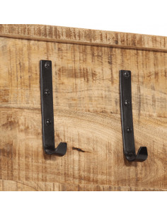 Appendiabiti da Parete con 5 Ganci in Legno Massello di Mango