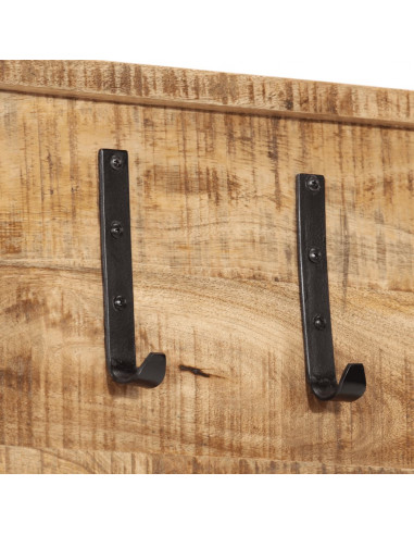 Appendiabiti da Parete con 5 Ganci in Legno Massello di Mango
