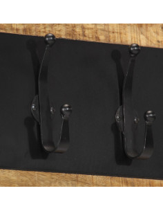 Appendiabiti da Parete con 6 Ganci in Legno Massello di Mango