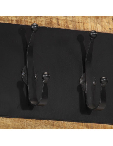 Appendiabiti da Parete con 6 Ganci in Legno Massello di Mango