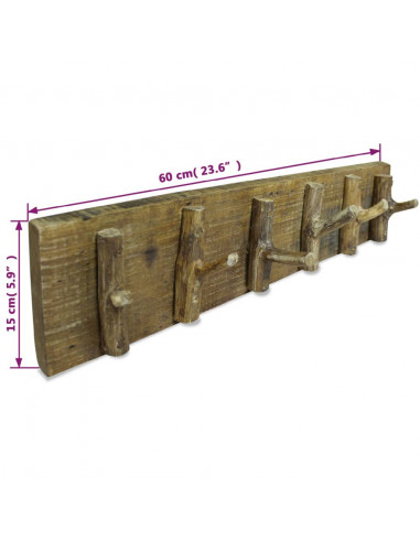Appendiabiti in Legno Massello di Recupero 60x15 cm