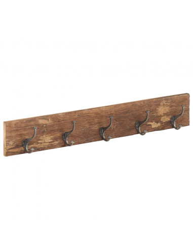 Appendiabiti Parete 5 Ganci 100x2,5x15cm Massello di Recupero