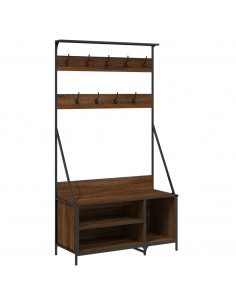 Appendiabiti con Porta Scarpe Rovere Marrone 100x41x184 cm 2