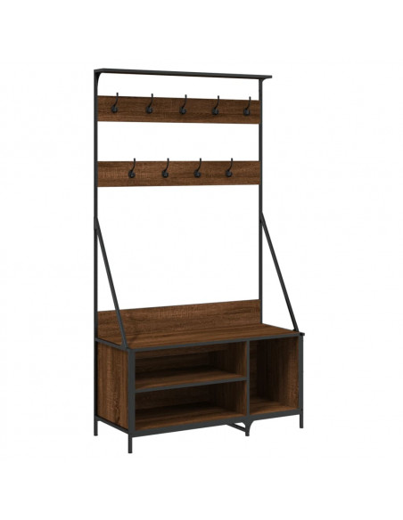 Appendiabiti con Porta Scarpe Rovere Marrone 100x41x184 cm