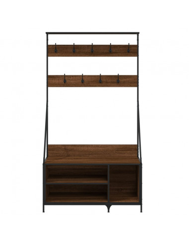 Appendiabiti con Porta Scarpe Rovere Marrone 100x41x184 cm