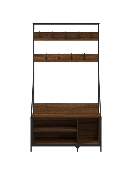 Appendiabiti con Porta Scarpe Rovere Marrone 100x41x184 cm