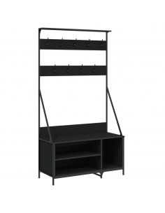 Appendiabiti con Porta Scarpe Nero 100x41x184 cm 2