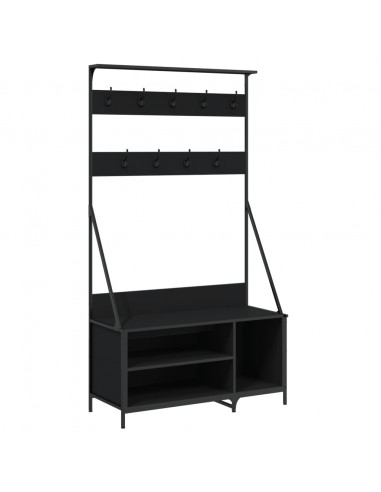 Appendiabiti con Porta Scarpe Nero 100x41x184 cm