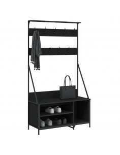 Appendiabiti con Porta Scarpe Nero 100x41x184 cm 2