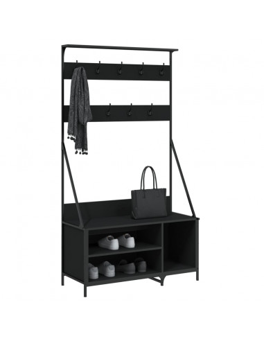 Appendiabiti con Porta Scarpe Nero 100x41x184 cm
