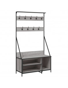 Appendiabiti con Porta Scarpe Grigio Sonoma 100x41x184 cm 2