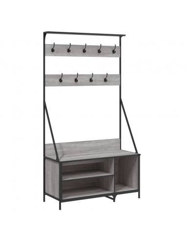 Appendiabiti con Porta Scarpe Grigio Sonoma 100x41x184 cm