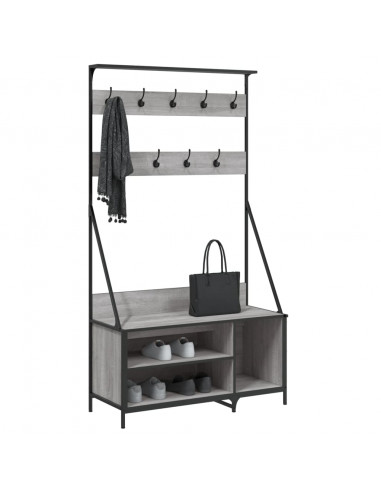 Appendiabiti con Porta Scarpe Grigio Sonoma 100x41x184 cm