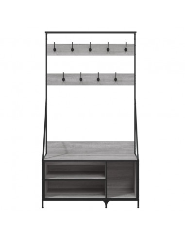Appendiabiti con Porta Scarpe Grigio Sonoma 100x41x184 cm