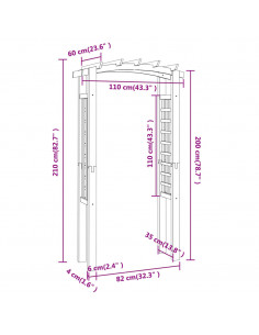 Arco a Traliccio 110x60x210 cm in Pino Massello Impregnato