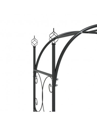 Arco da Giardino con Cancello Nero 108x45x235 cm Acciaio