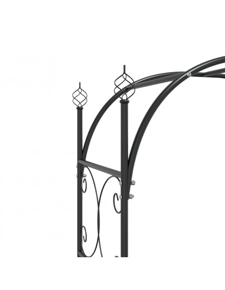 Arco da Giardino con Cancello Nero 108x45x235 cm Acciaio