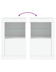 Armadietti con Luci LED 2pz Bianchi in Legno Multistrato